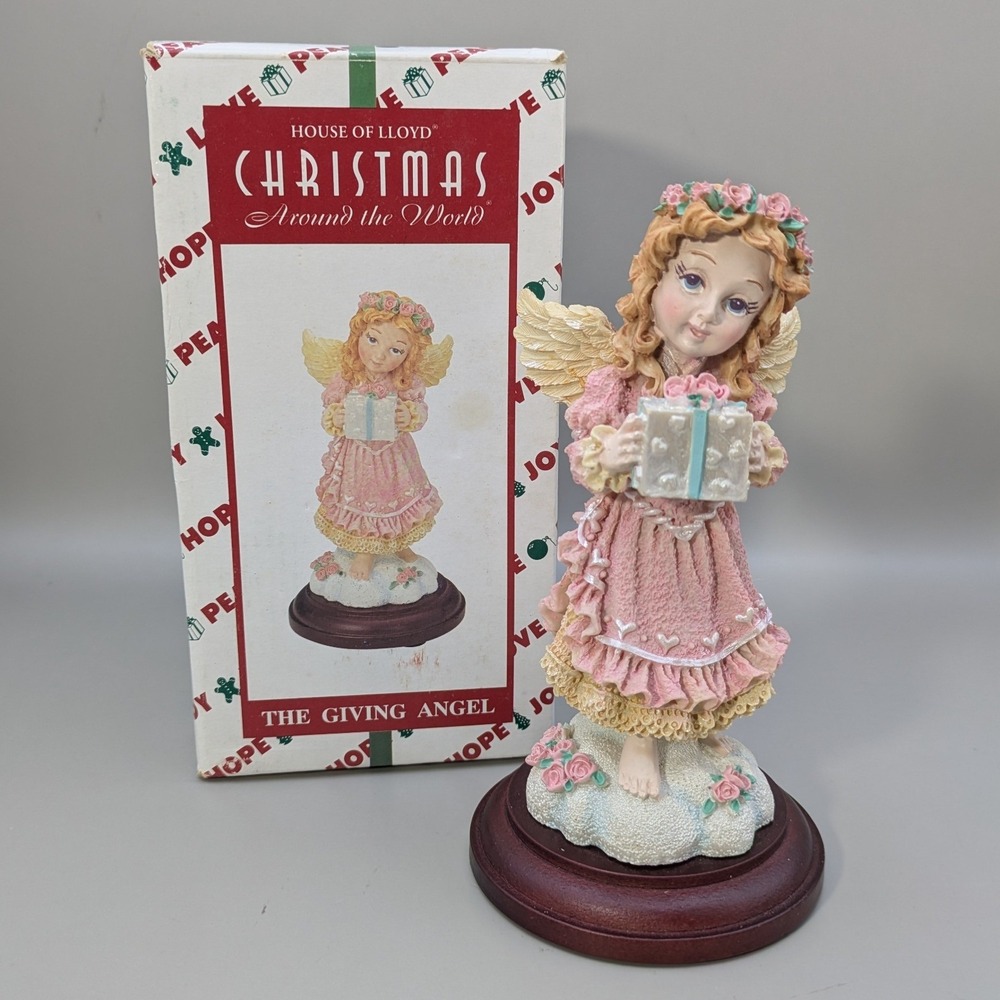 Vtg 1996 House of Lloyd The Giving Angel Figurine Christmas Around the World Box